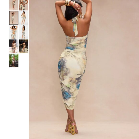 Parker Mesh Cutout Midi Dress - Yellow/combo - Picture 2 of 4